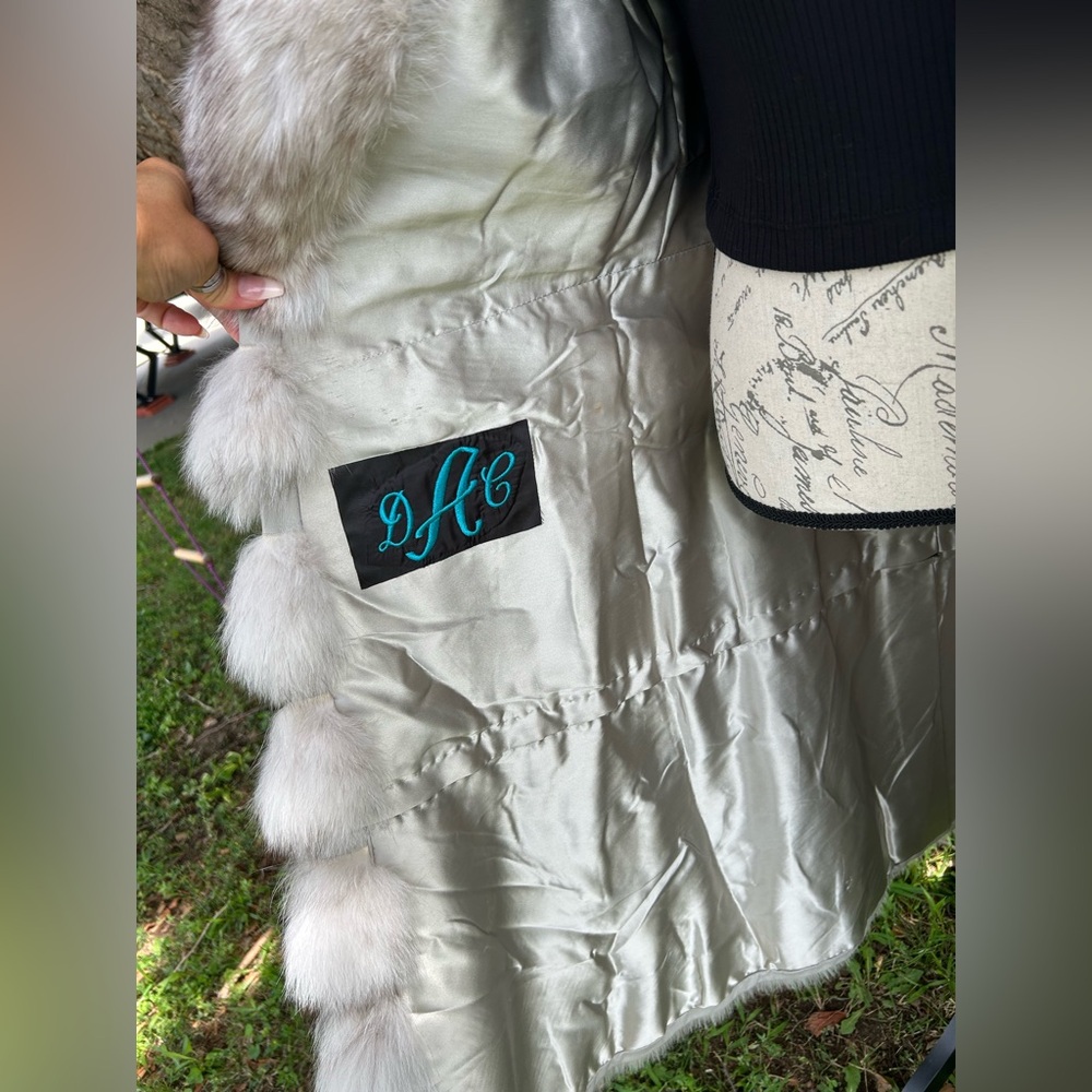 Genuine Natural Blue Fox 7/8 Horizontal Fur Coat - Picture 6 of 14